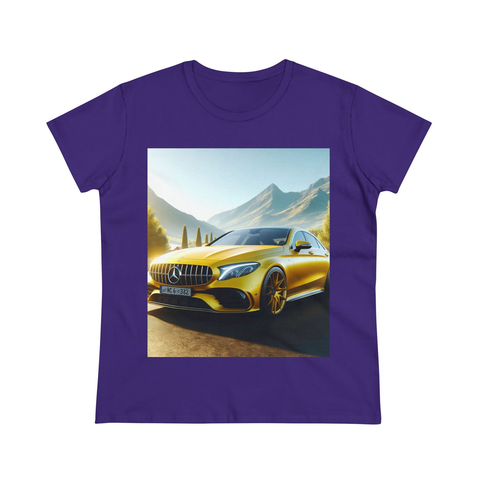 Yellow Mercedes T-Shirt T-Shirt Printify Purple S 