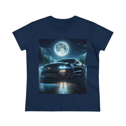Black Mustang T-Shirt T-Shirt Printify Navy S 