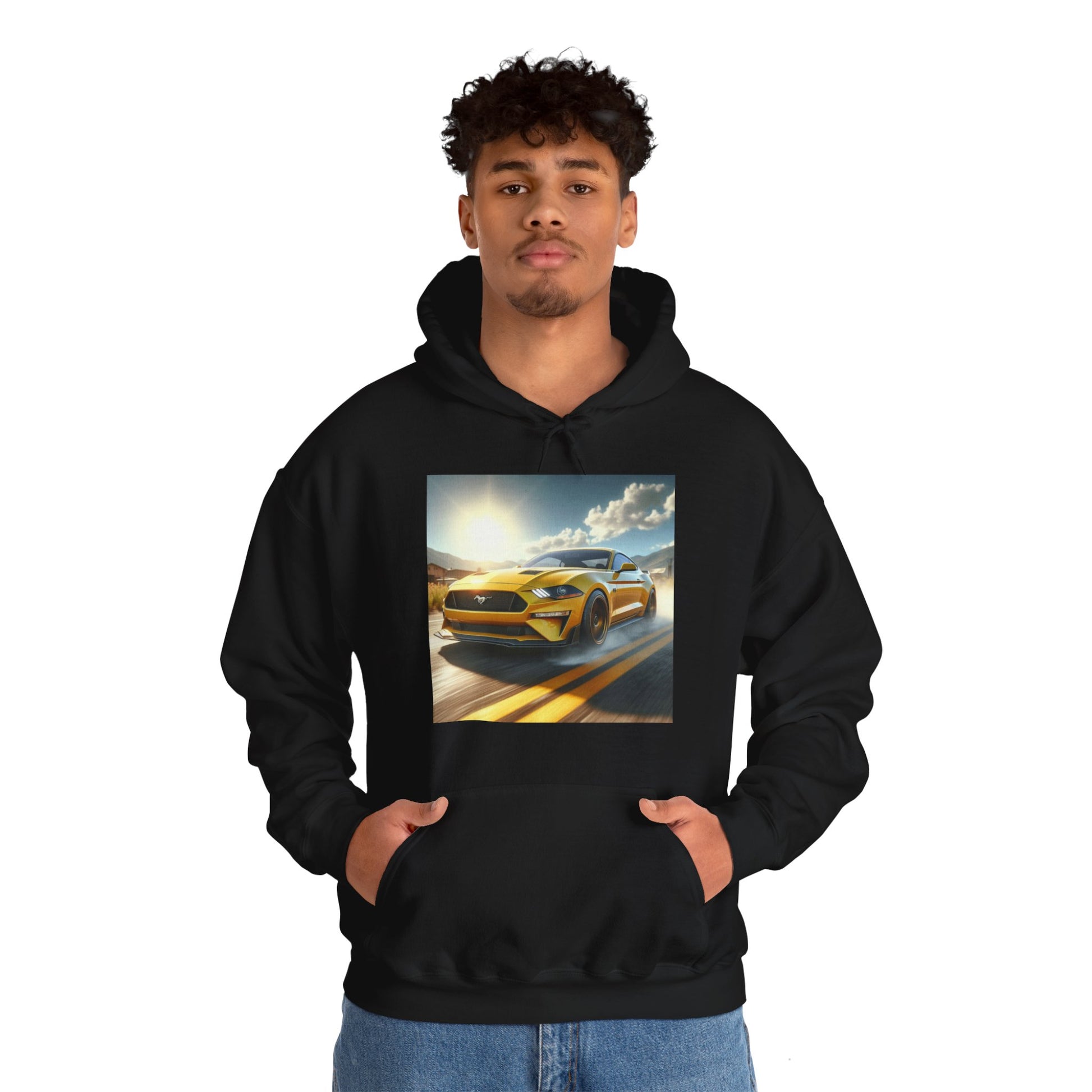 Yellow Mustang Hoodie Hoodie Printify   