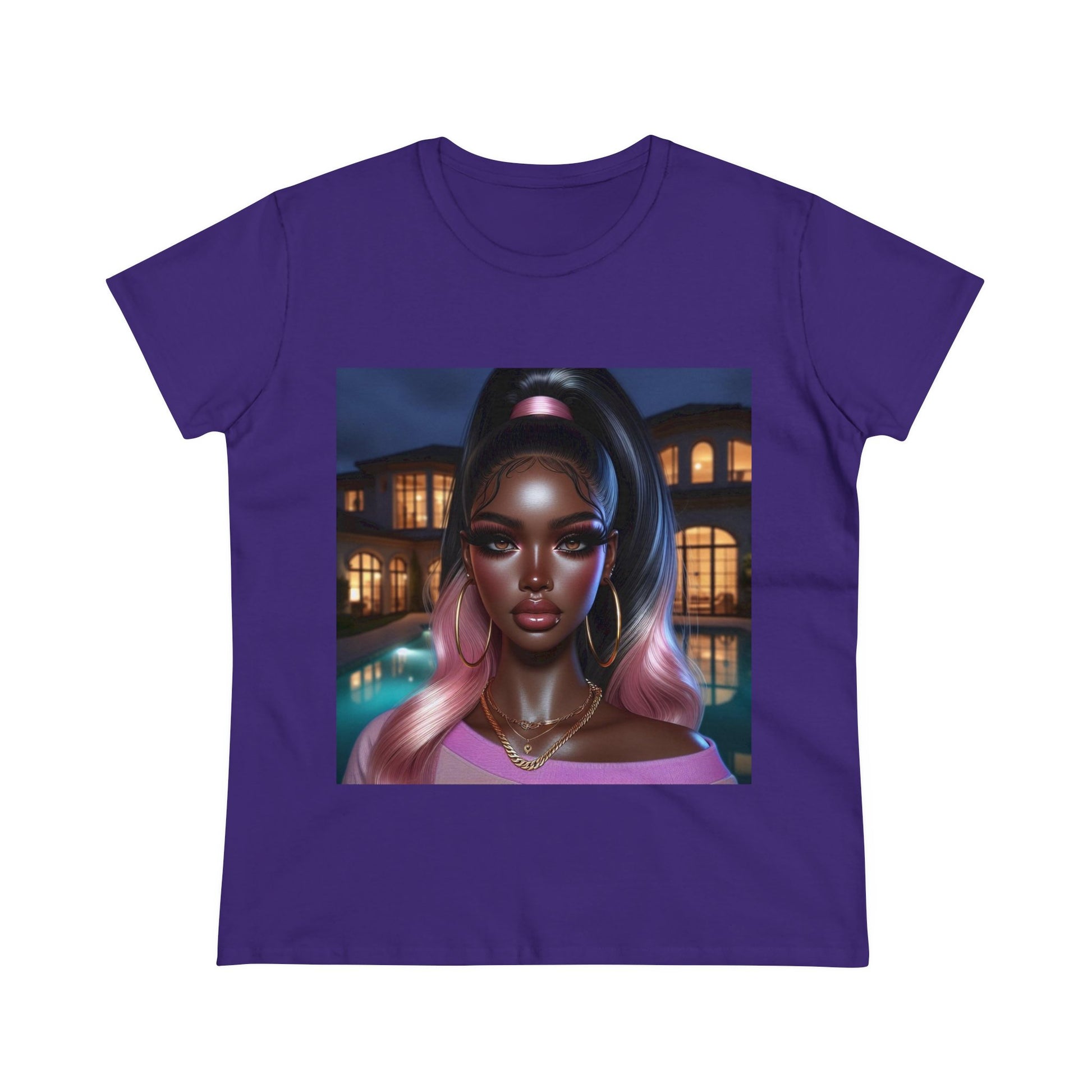 Pink at Night T-Shirt T-Shirt Printify Purple S 