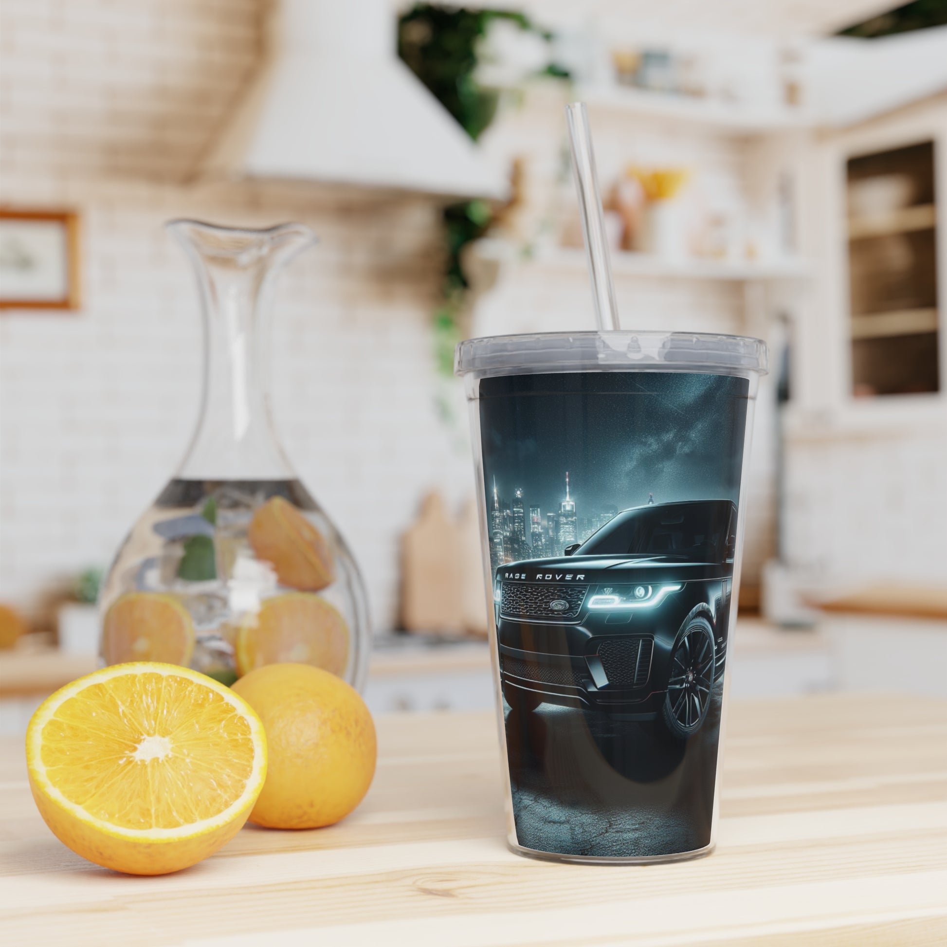 Black Range Rover Tumbler with Straw Mug Printify   