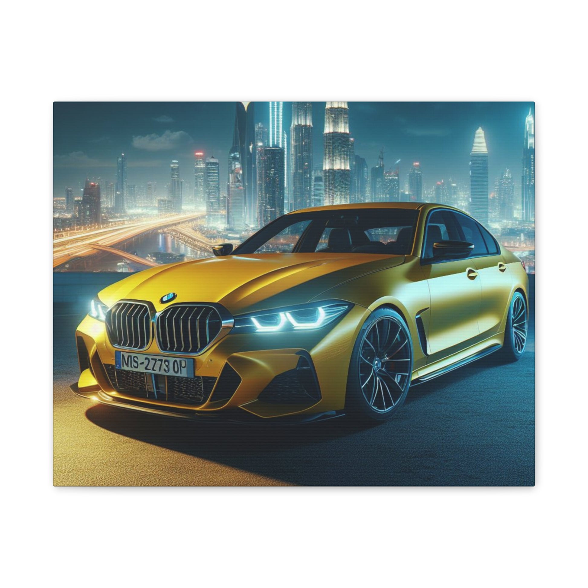 Yellow BMW Canvas Canvas Printify   