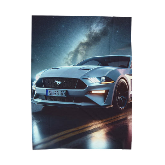 White Mustang Plush Blanket All Over Prints Printify 60" × 80"  