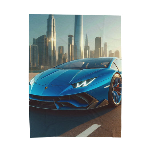 Blue Lamborghini Plush Blanket All Over Prints Printify 60" × 80"  