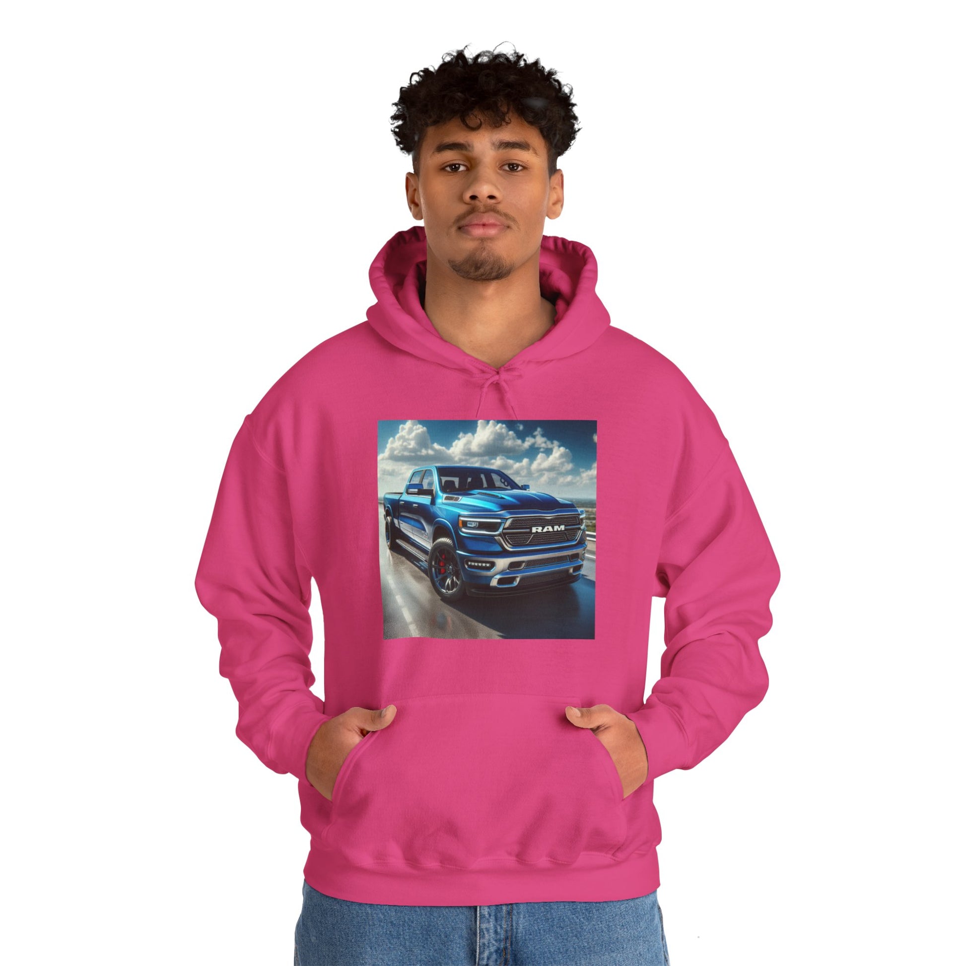 Blue Dodge Ram Hoodie Hoodie Printify   