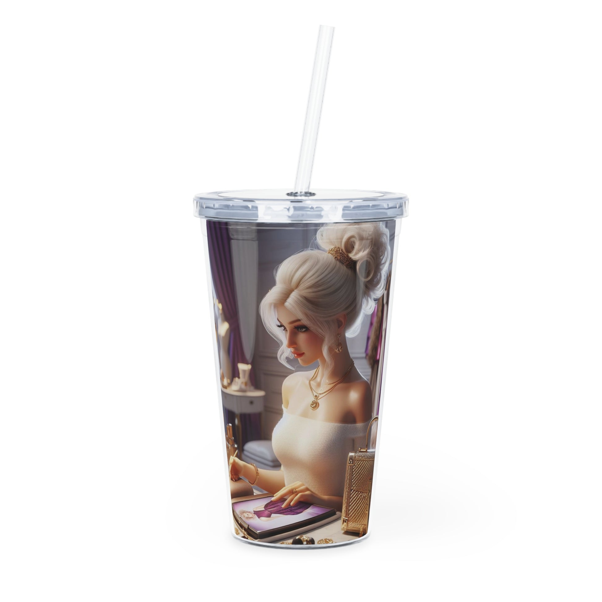 Fashion and Beauty Tumbler with Straw Mug Printify 20oz Transparent 