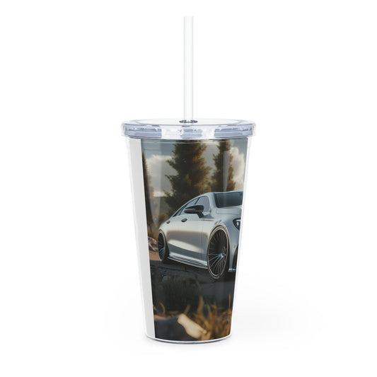 White Mercedes Tumbler with Straw Mug Printify   