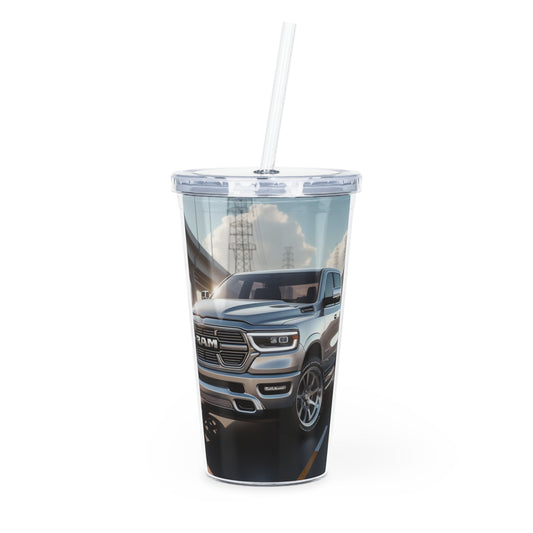 Silver Dodge Ram Tumbler with Straw Mug Printify 20oz Transparent 