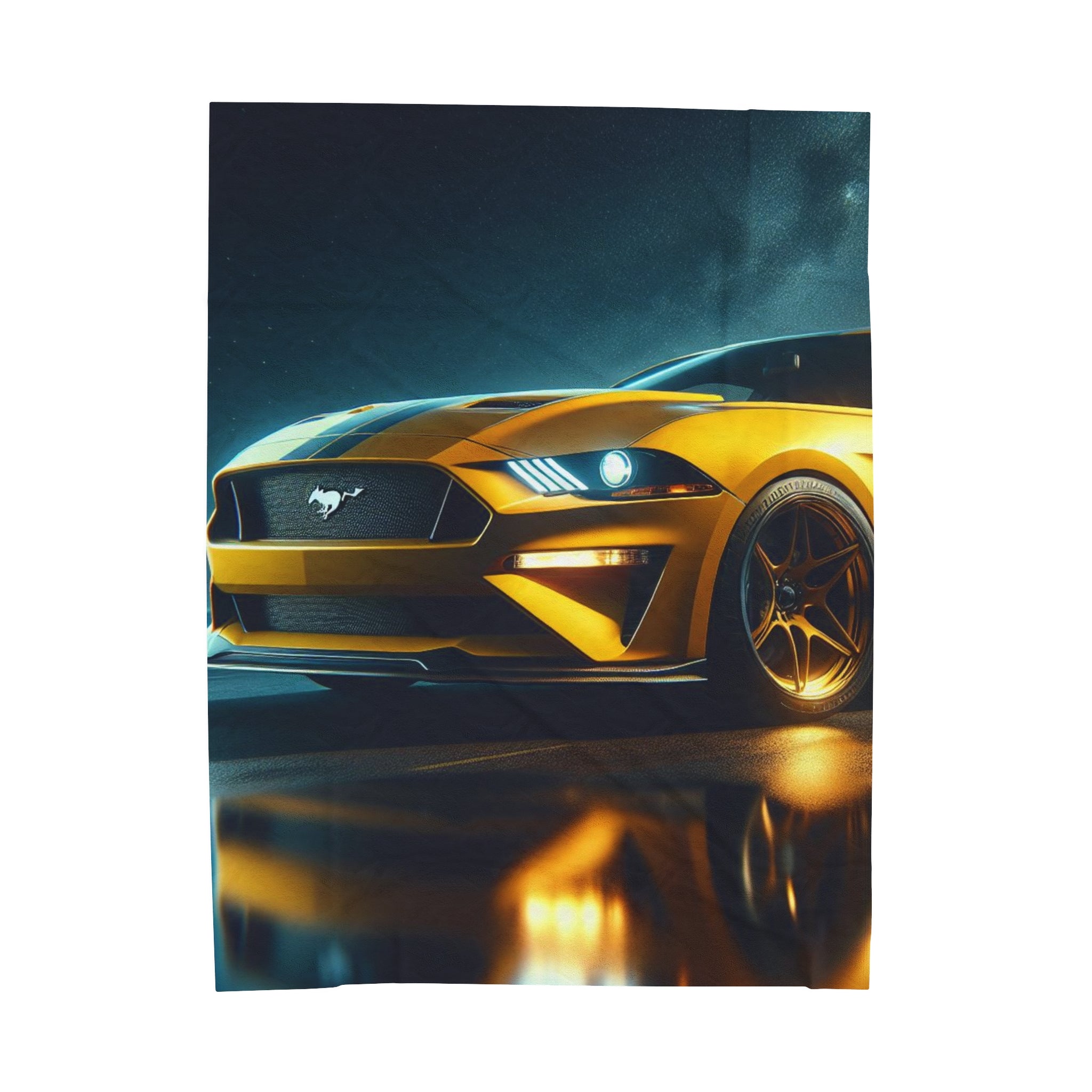 Yellow Mustang Plush Blanket Blanket Printify 60" × 80"  