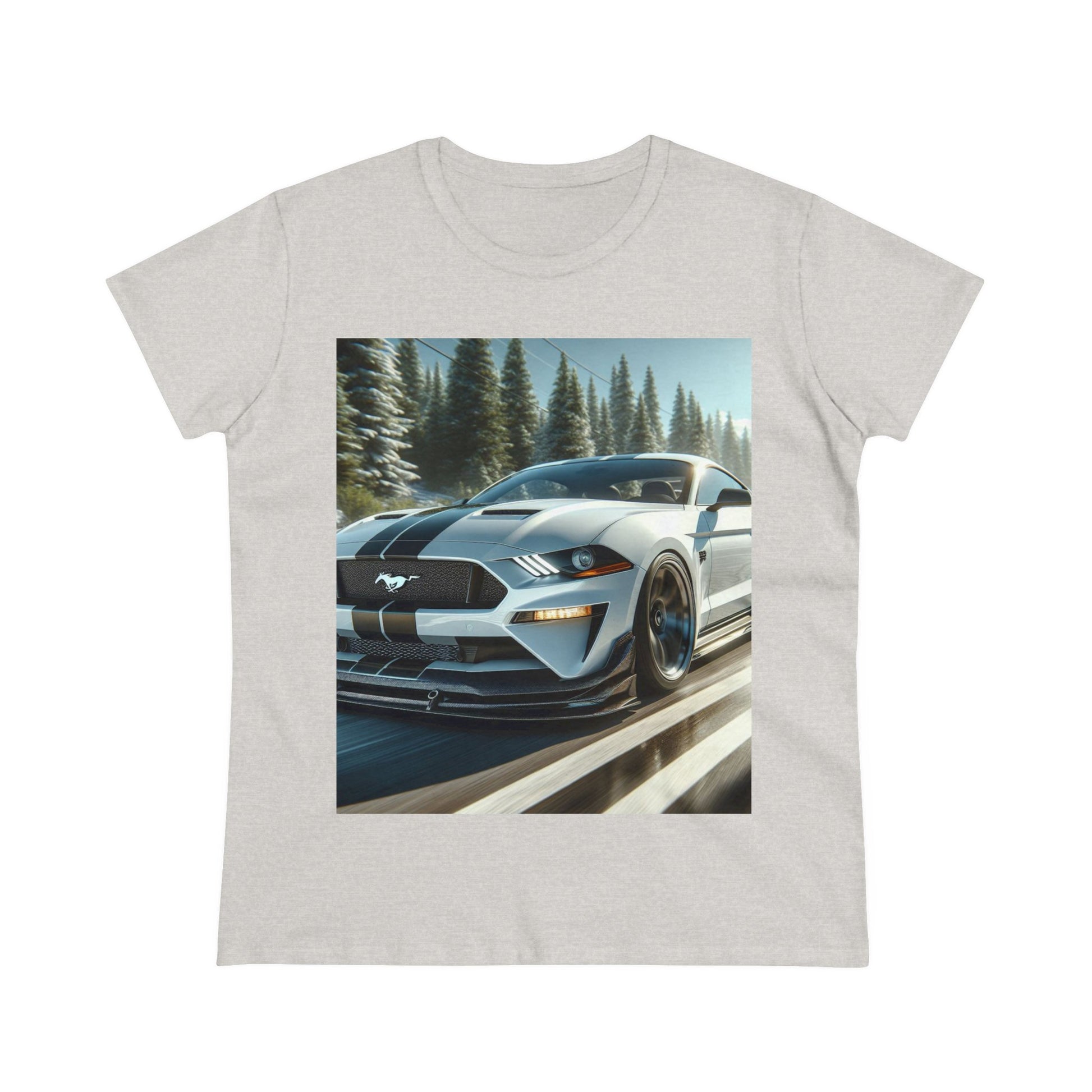 White Mustang T-Shirt T-Shirt Printify Ash S 