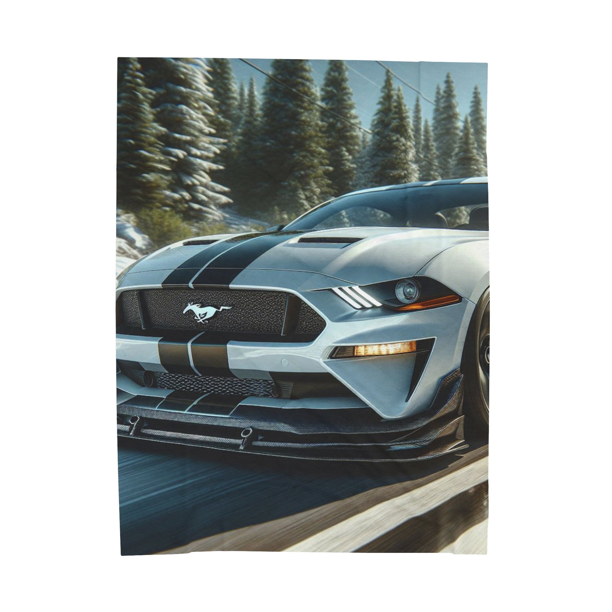 White Mustang Plush Blanket All Over Prints Printify 60" × 80"  