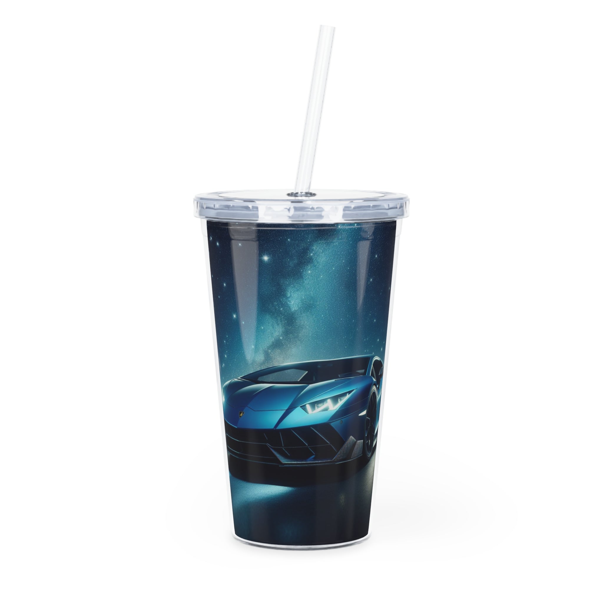 Blue Lamborghini Tumbler with Straw Mug Printify 20oz Transparent 