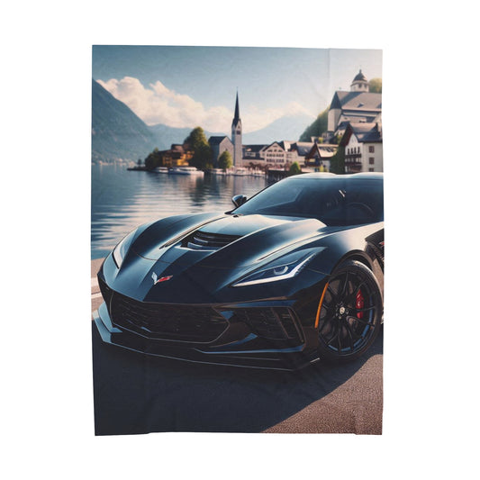 Black Corvette Plush Blanket blankets Printify 60" × 80"  