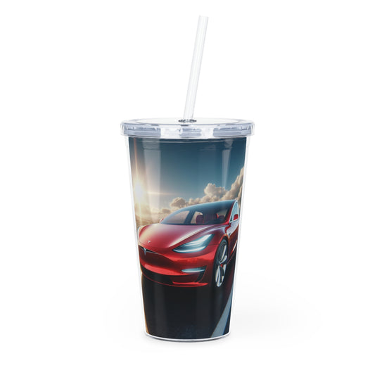 Red Tesla Tumbler with Straw Mug Printify 20oz Transparent 
