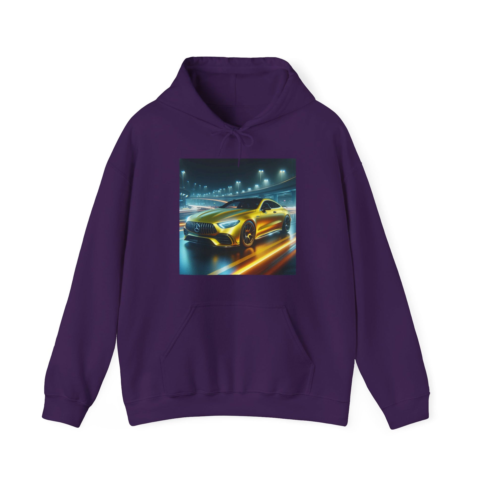 Yellow Mercedes Hoodie Hoodie Printify Purple S 