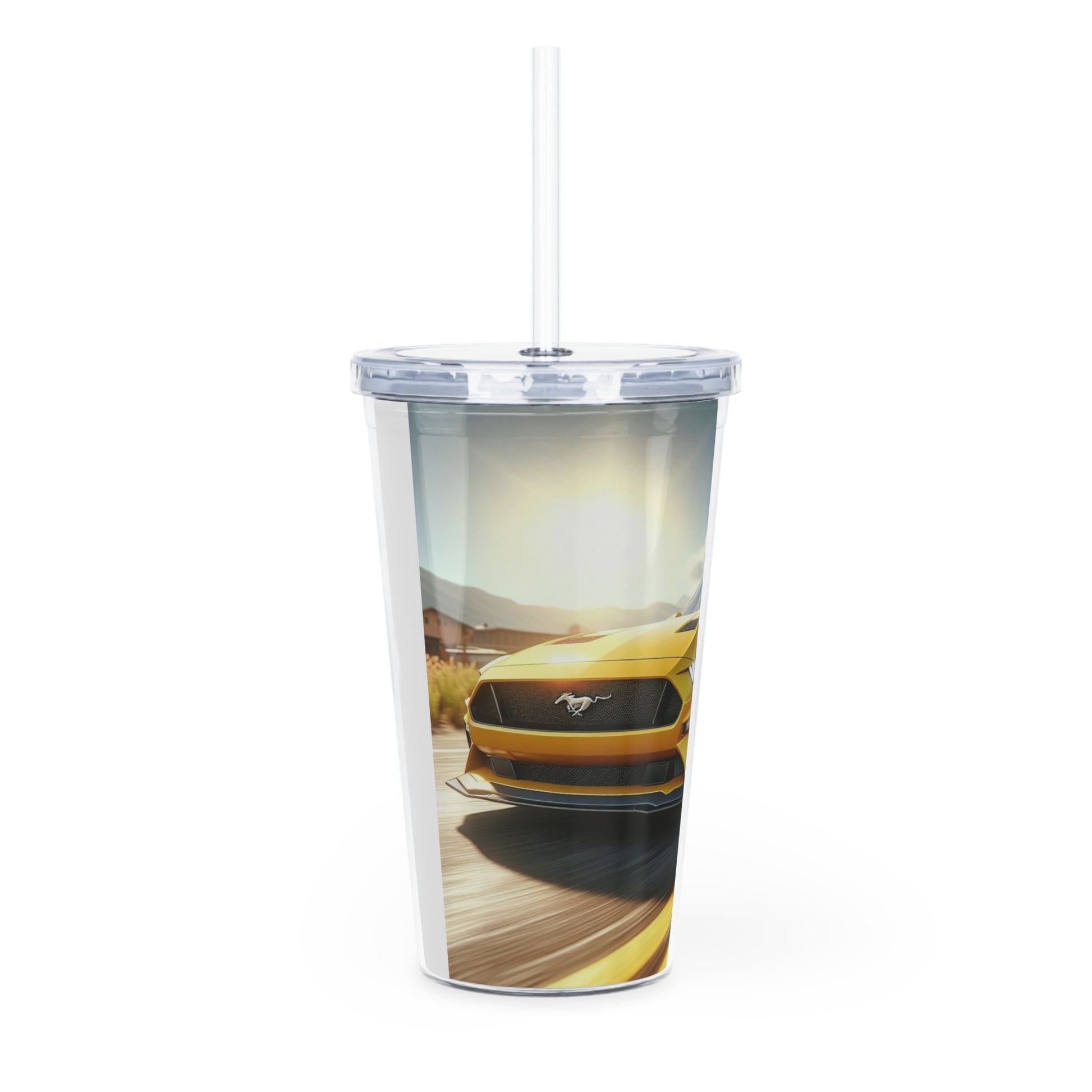 Yellow Mustang Tumbler with Straw Mug Printify   