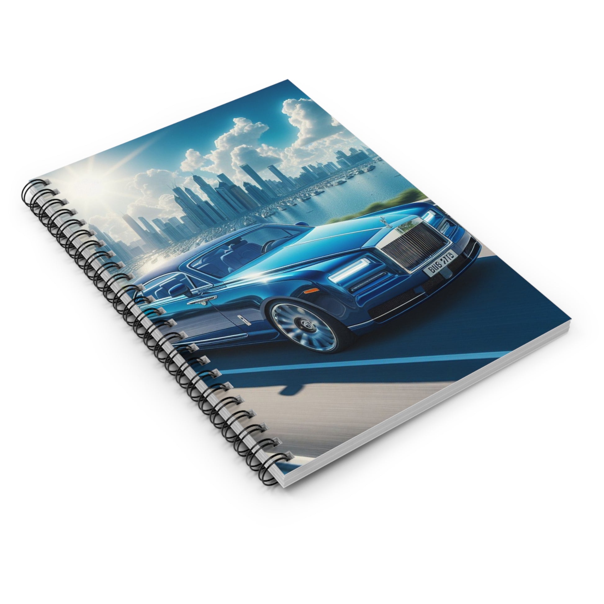 Blue Rolls Royce Spiral Notebook Paper products Printify   