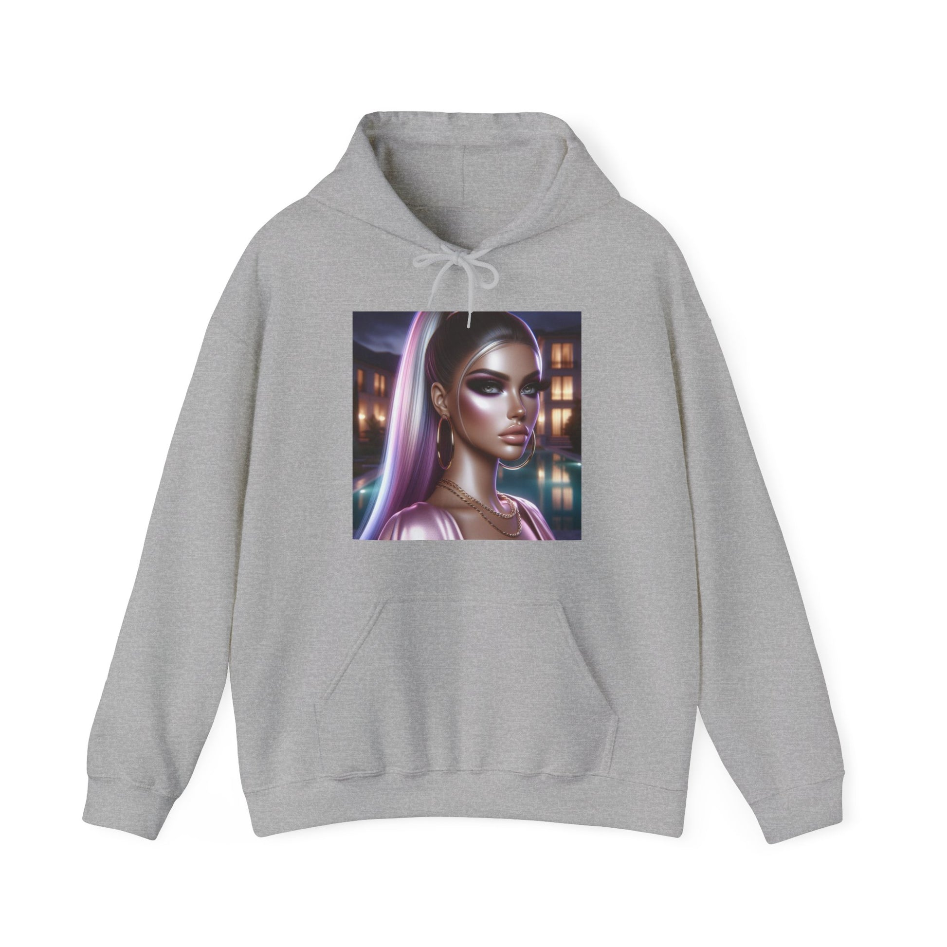 Pink at Night Hoodie Hoodie Printify Sport Grey S 