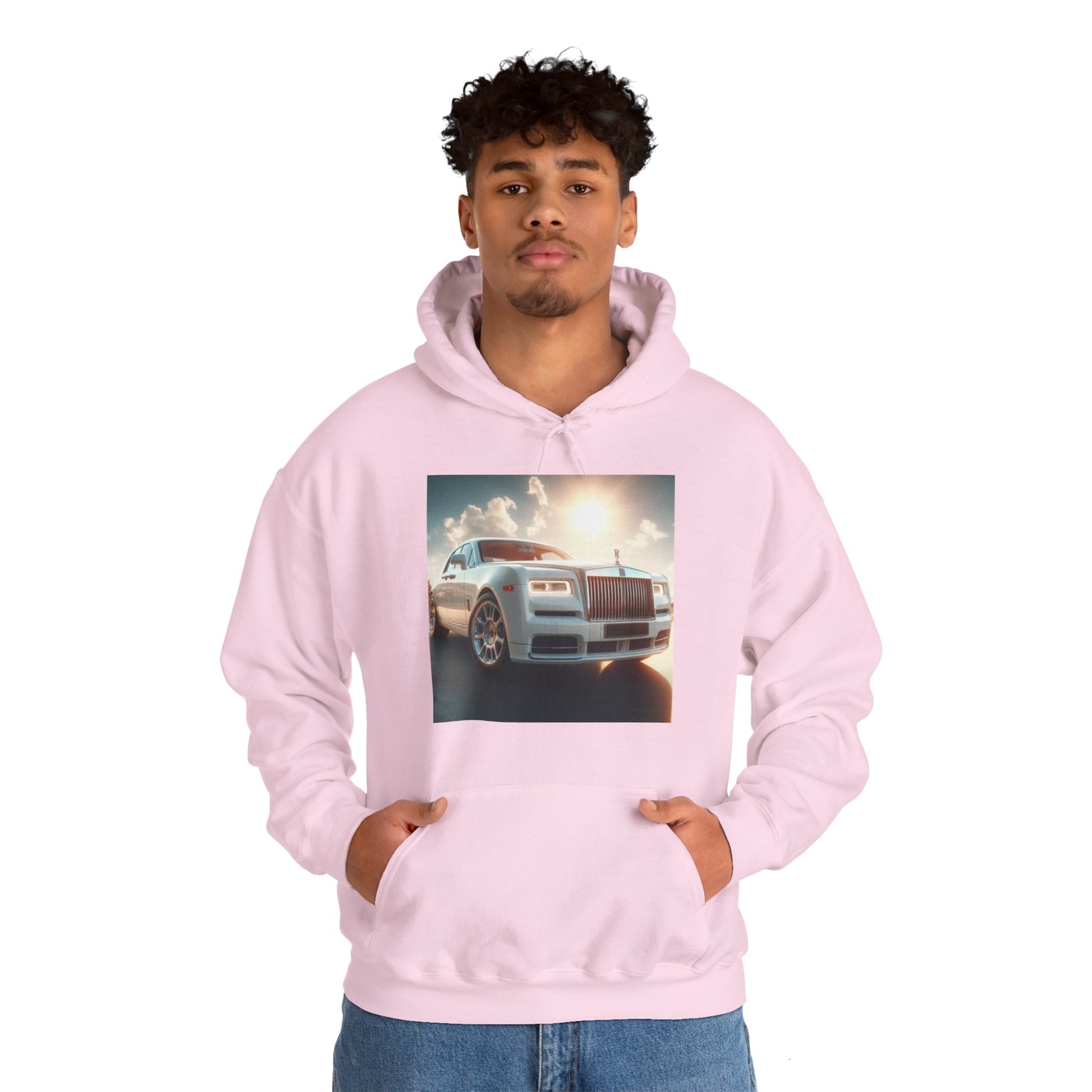 White Rolls Royce Hoodie Hoodie Printify   