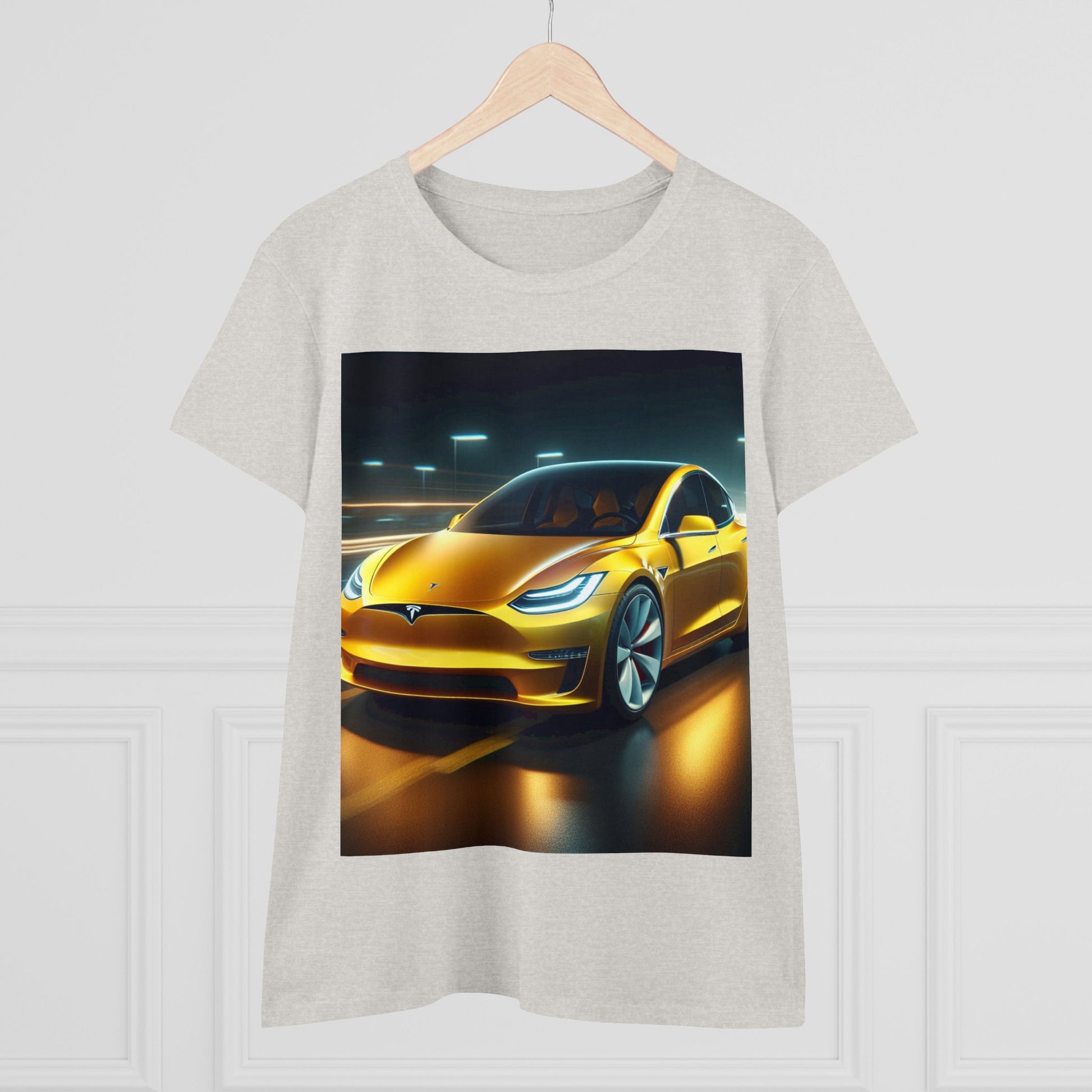 Yellow Tesla T-Shirt T-Shirt Printify   