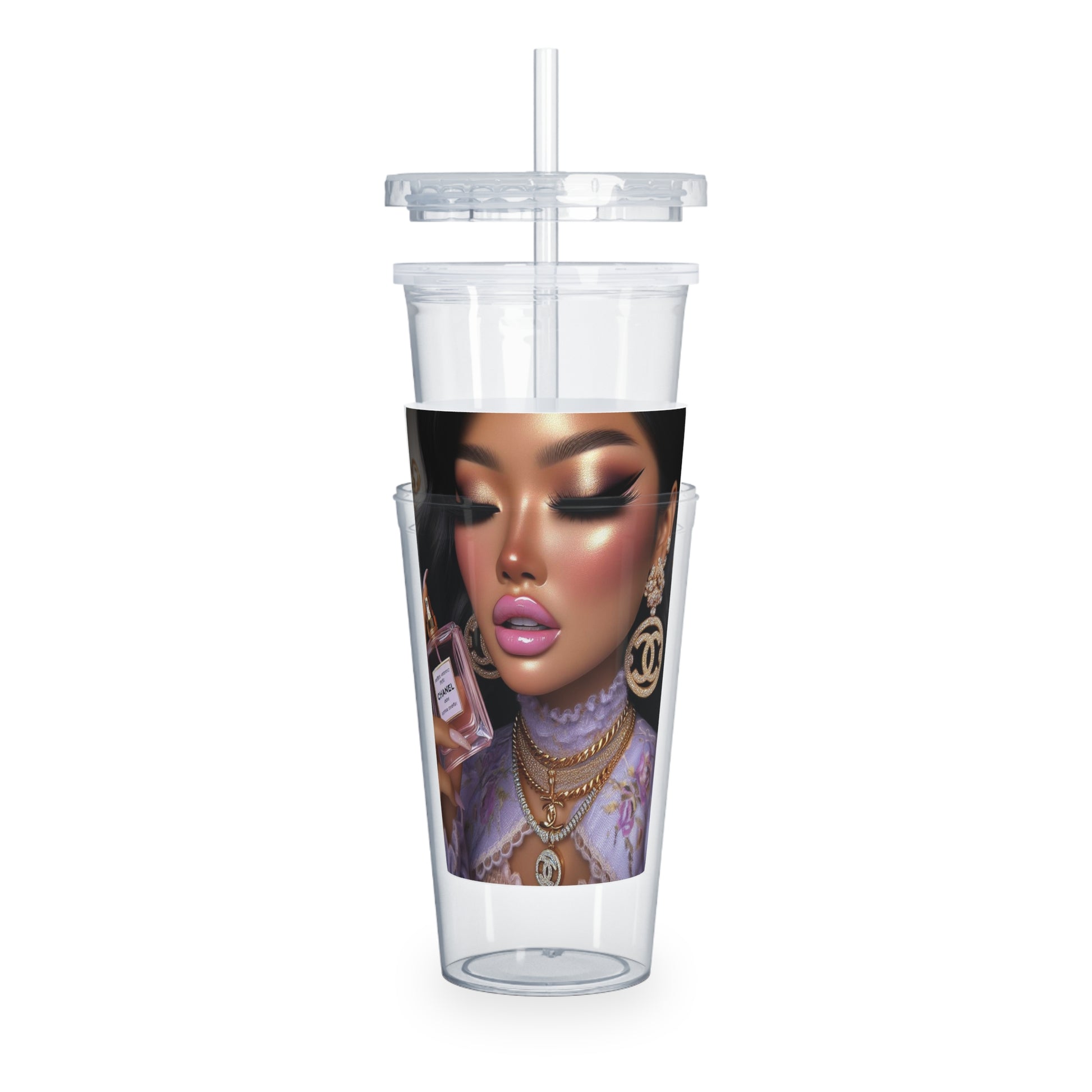 Chanel Please Tumbler with Straw Mug Printify   