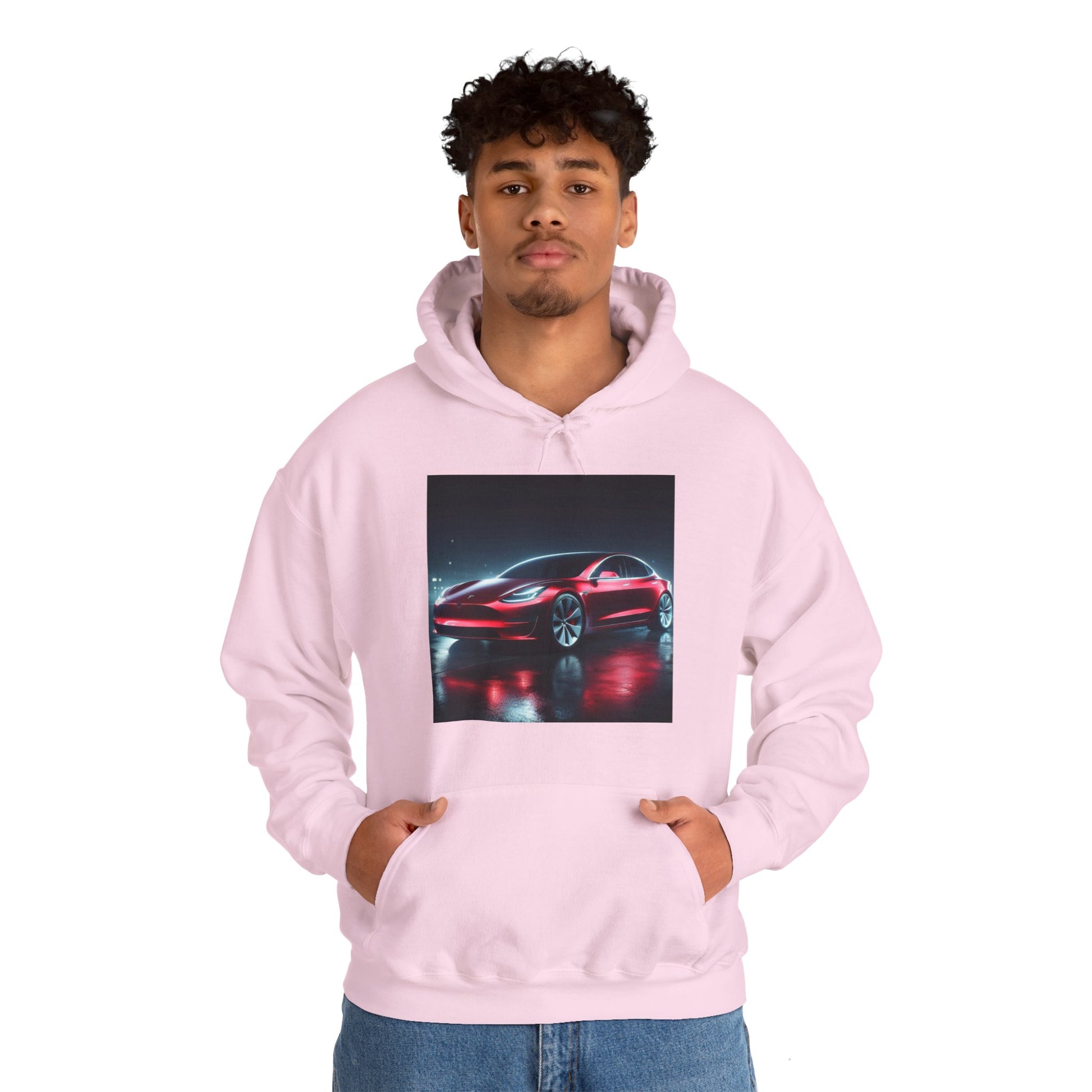 Red Tesla Hoodie Hoodie Printify   