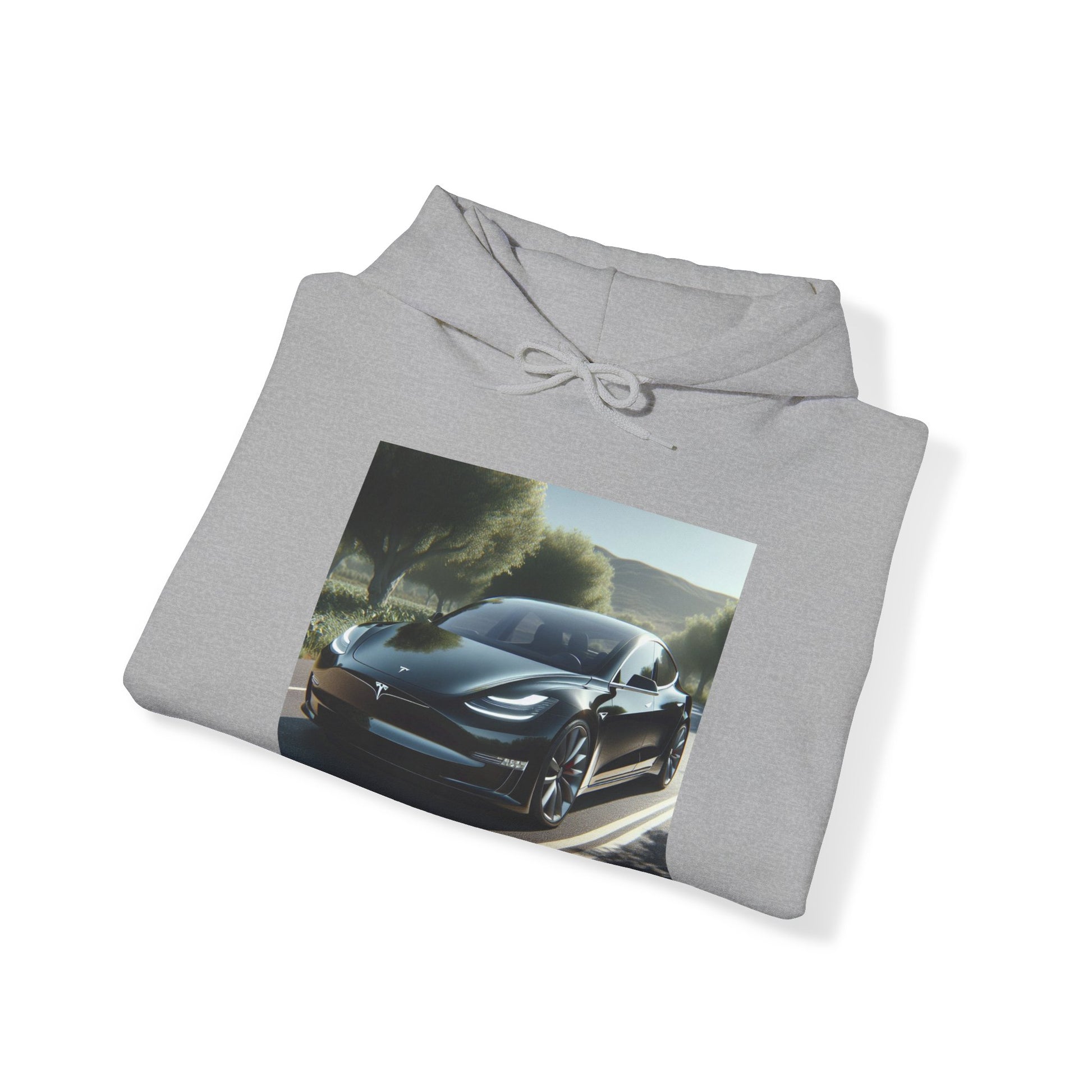 Black Tesla Hoodie Hoodie Printify   