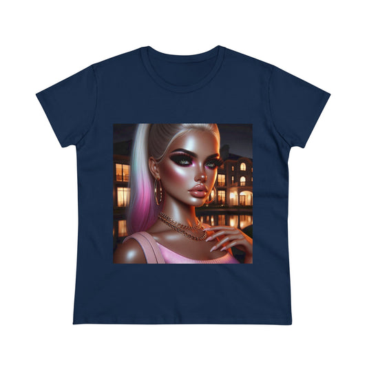 Pink at Night T-Shirt T-Shirt Printify Navy S 