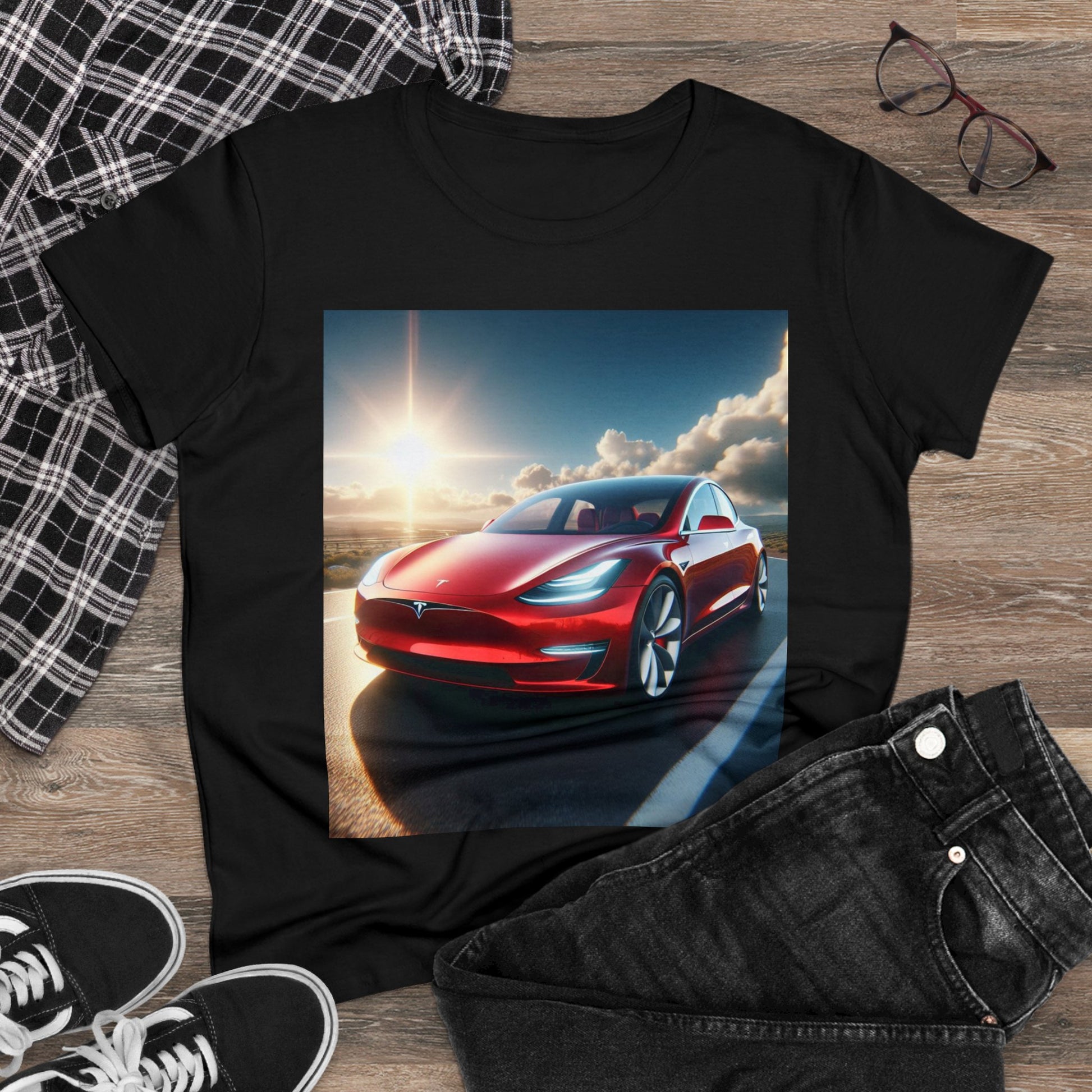 Red Tesla T-Shirt T-Shirt Printify   