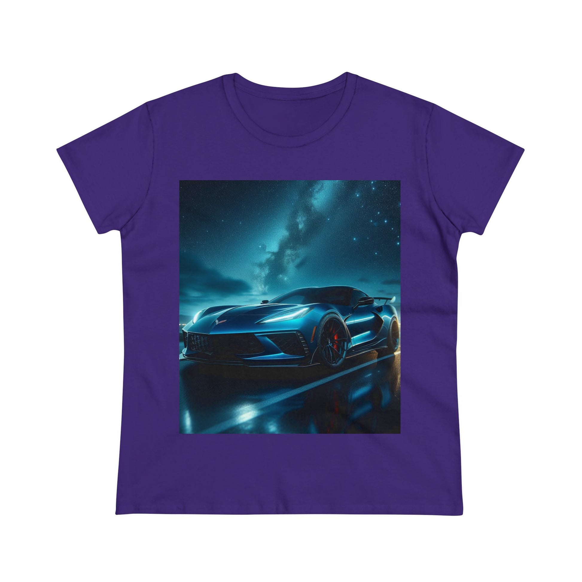 Blue Corvette T-Shirt T-Shirt Printify Purple S 