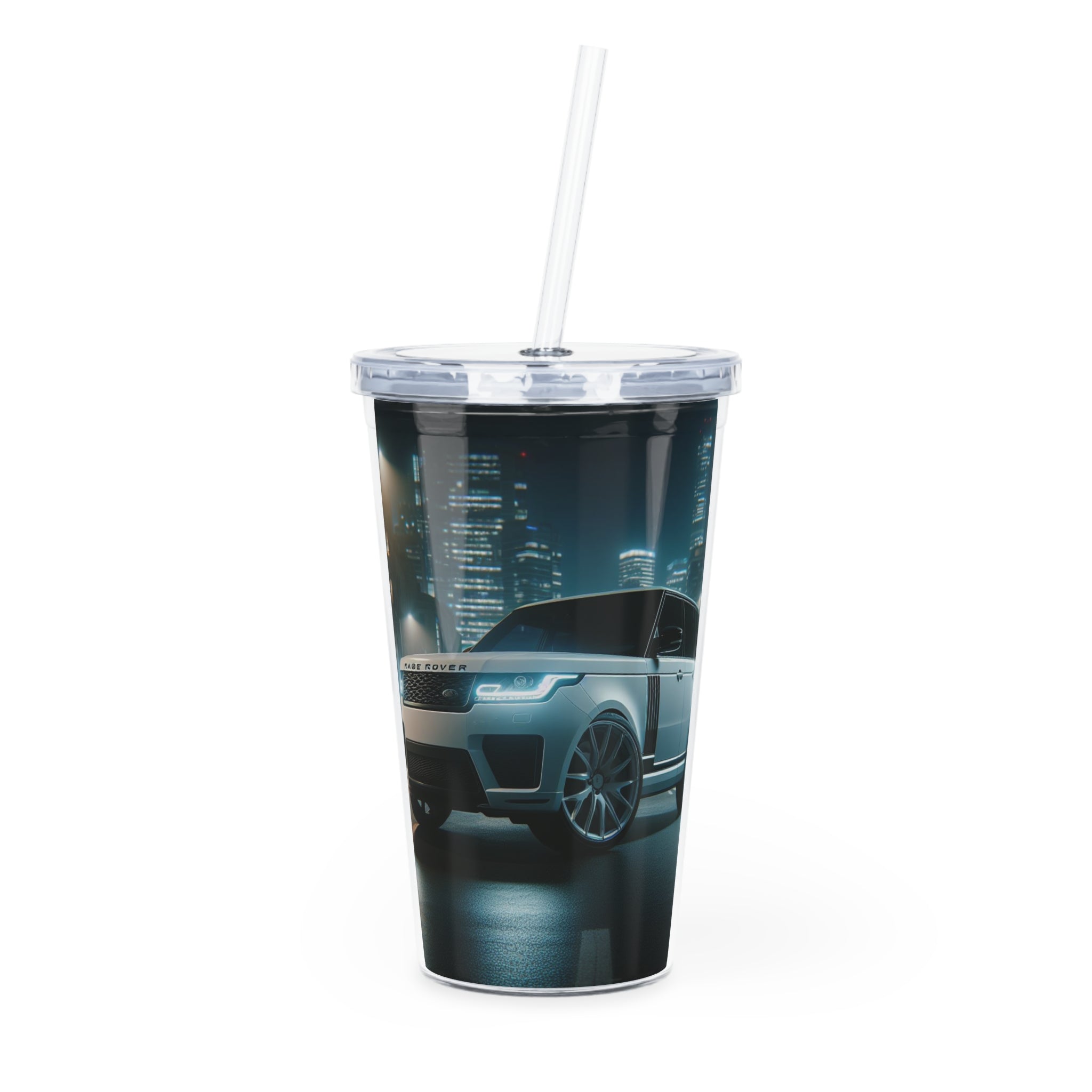 White Range Rover Tumbler with Straw Mug Printify 20oz Transparent 