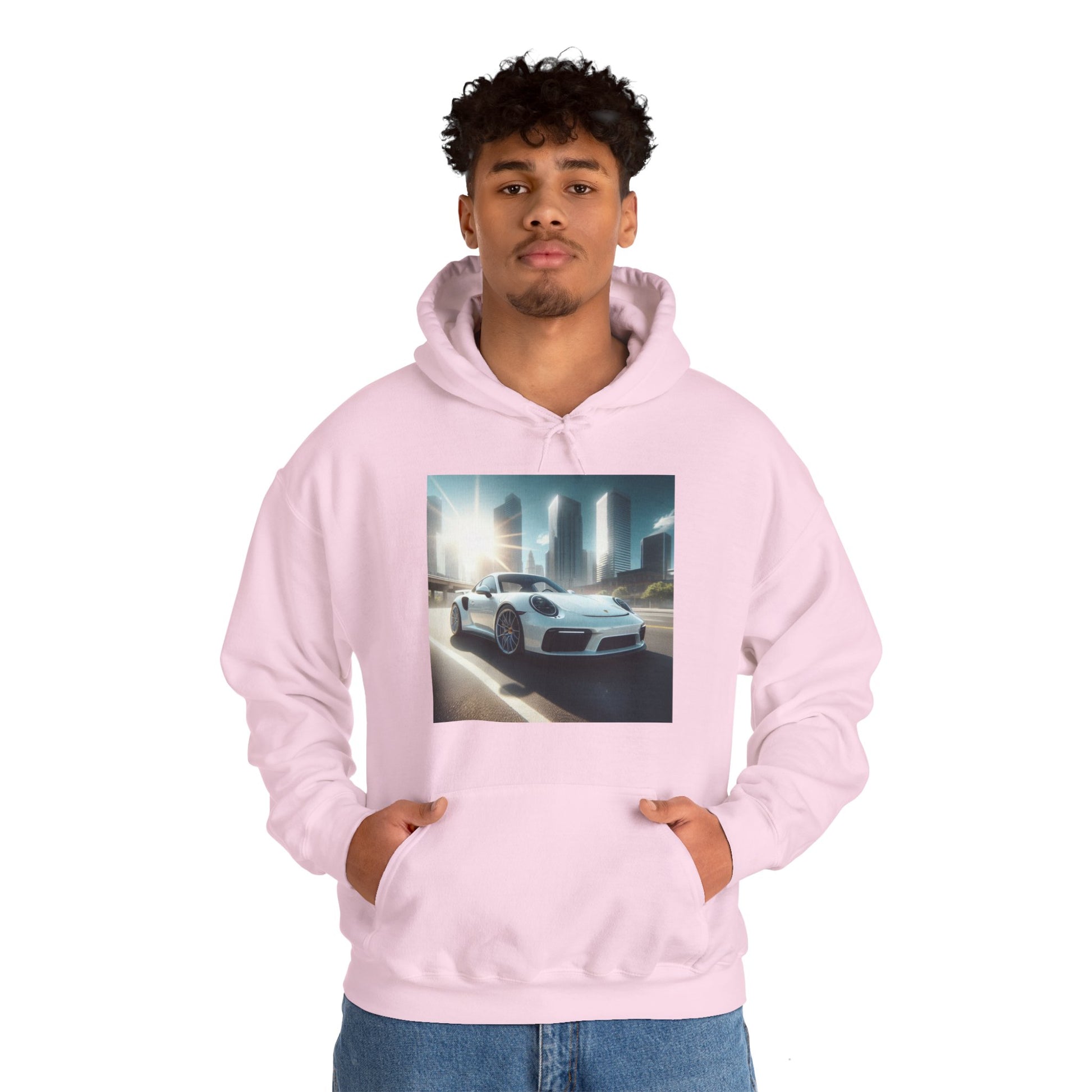 White Porsche Hoodie Hoodie Printify   