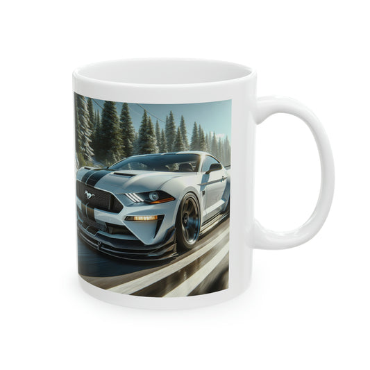 White Mustang Mug Mug Printify   