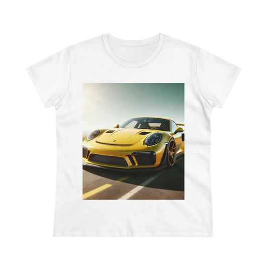 Yellow Porsche T-Shirt T-Shirt Printify White S 