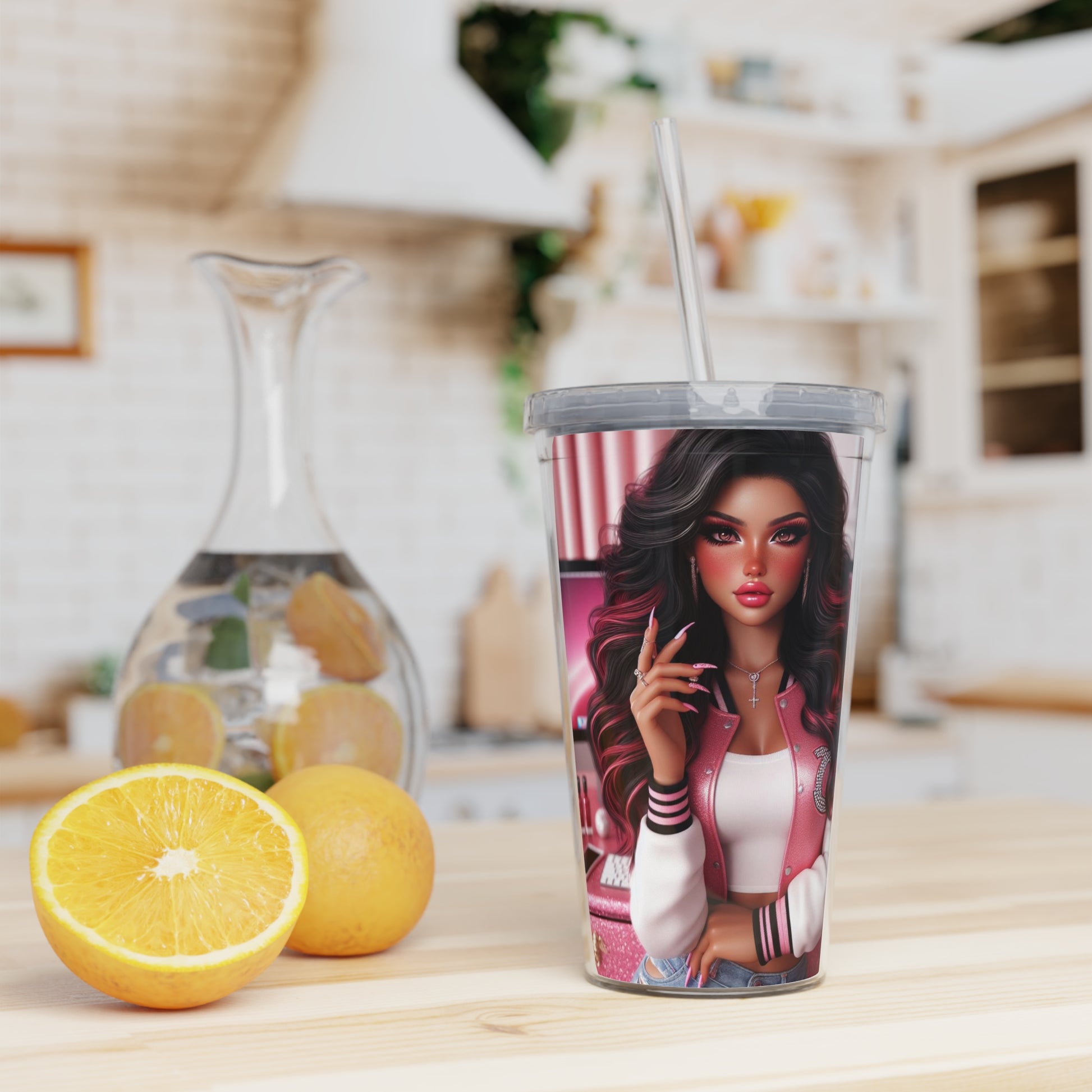 Pink Everything Tumbler with Straw Mug Printify   