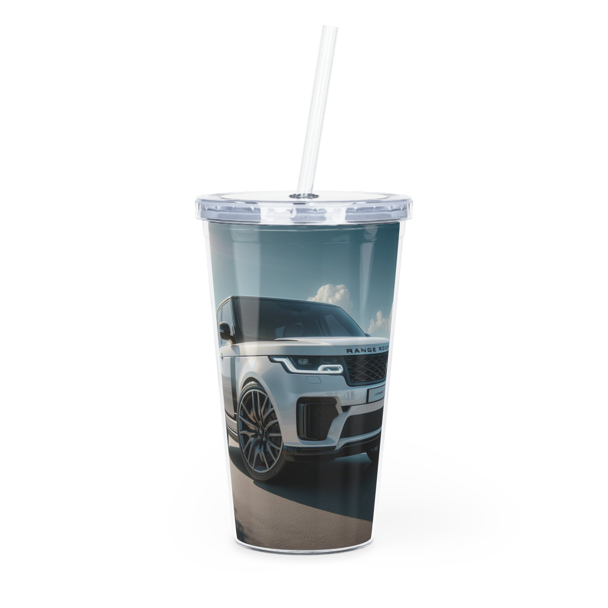 White Range Rover Tumbler with Straw Mug Printify 20oz Transparent 