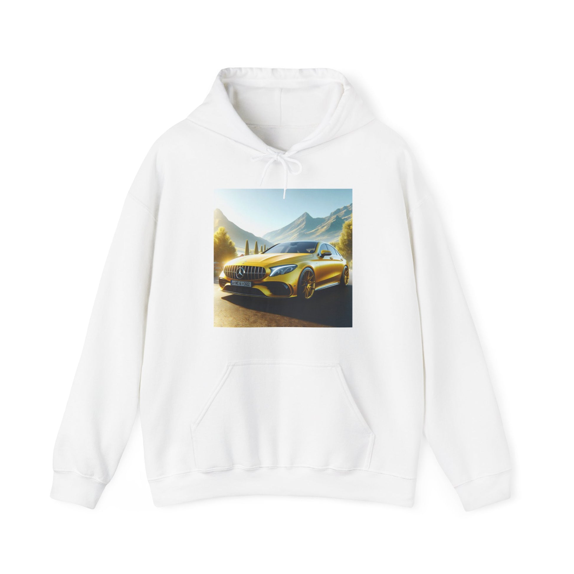 Yellow Mercedes Hoodie Hoodie Printify White S 