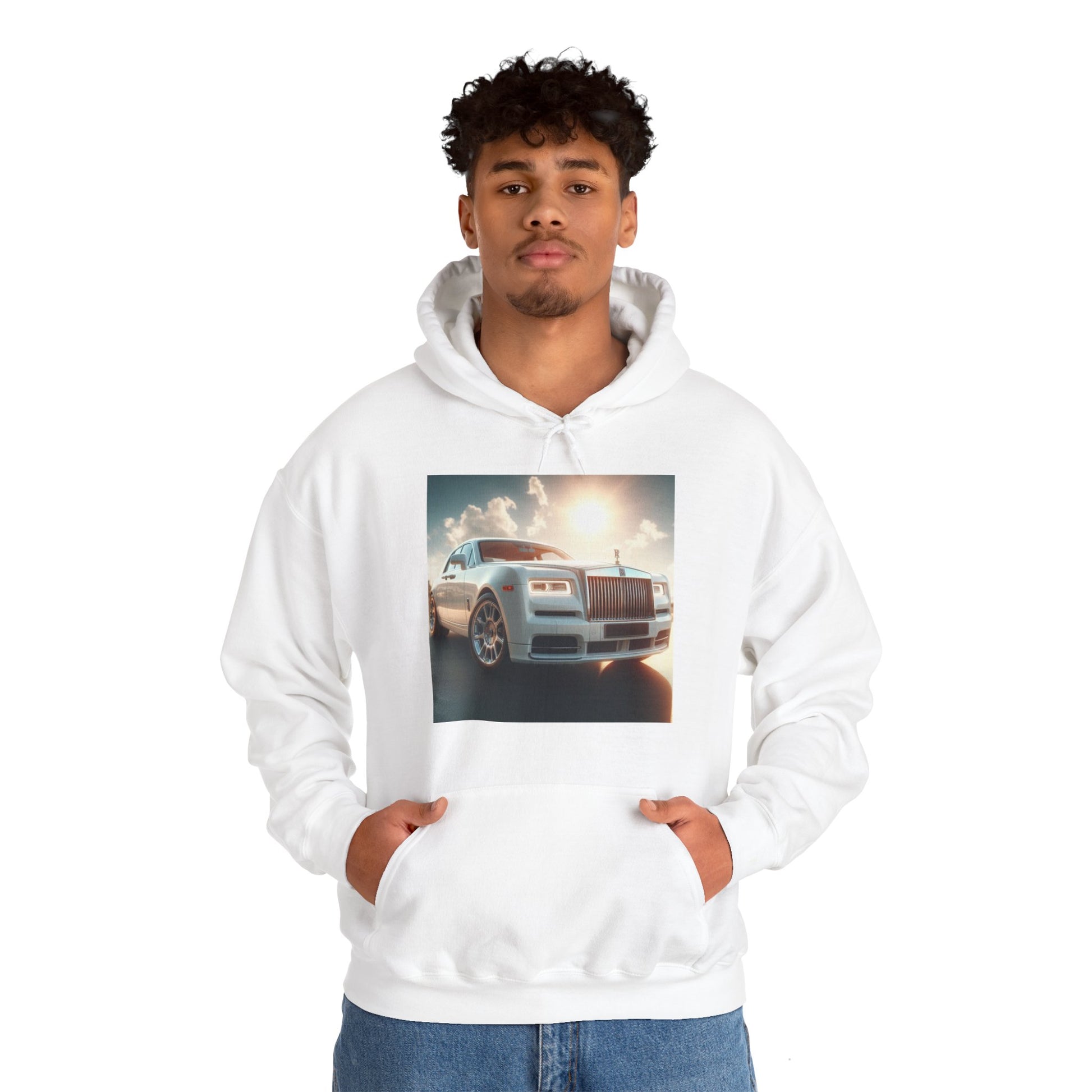 White Rolls Royce Hoodie Hoodie Printify   