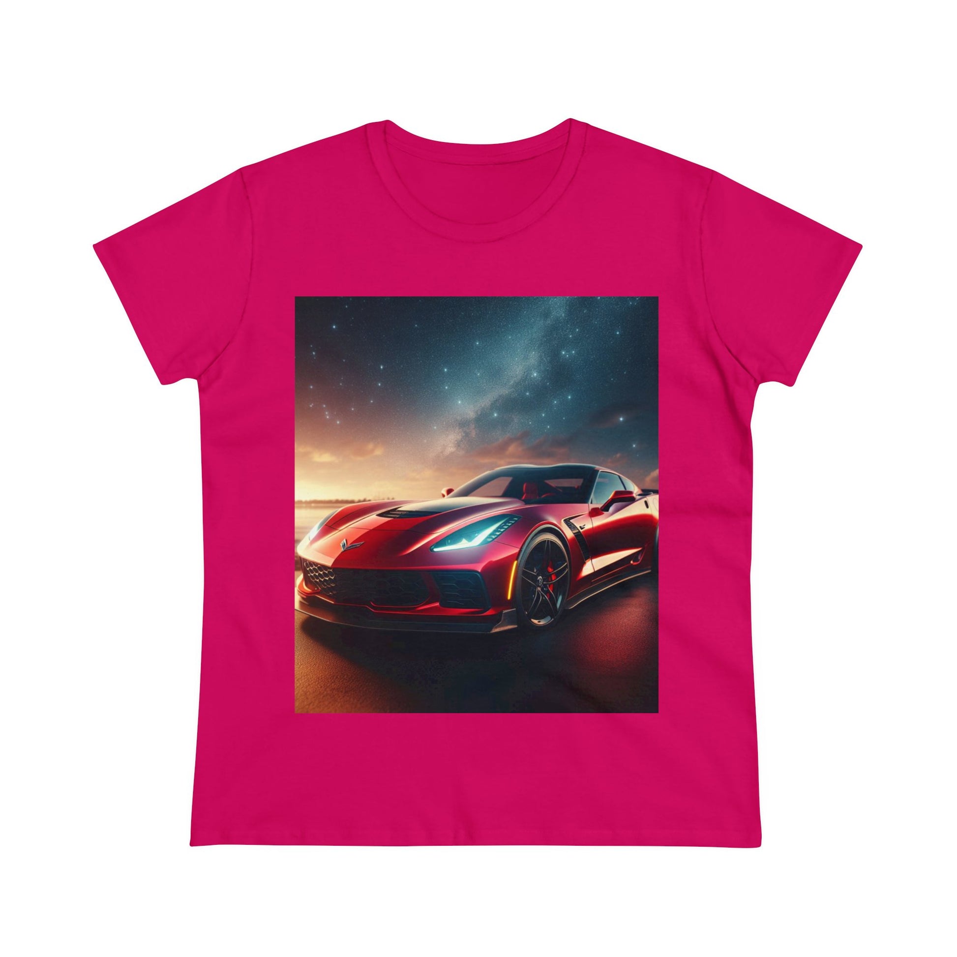 Red Corvette T-Shirt T-Shirt Printify Heliconia S 