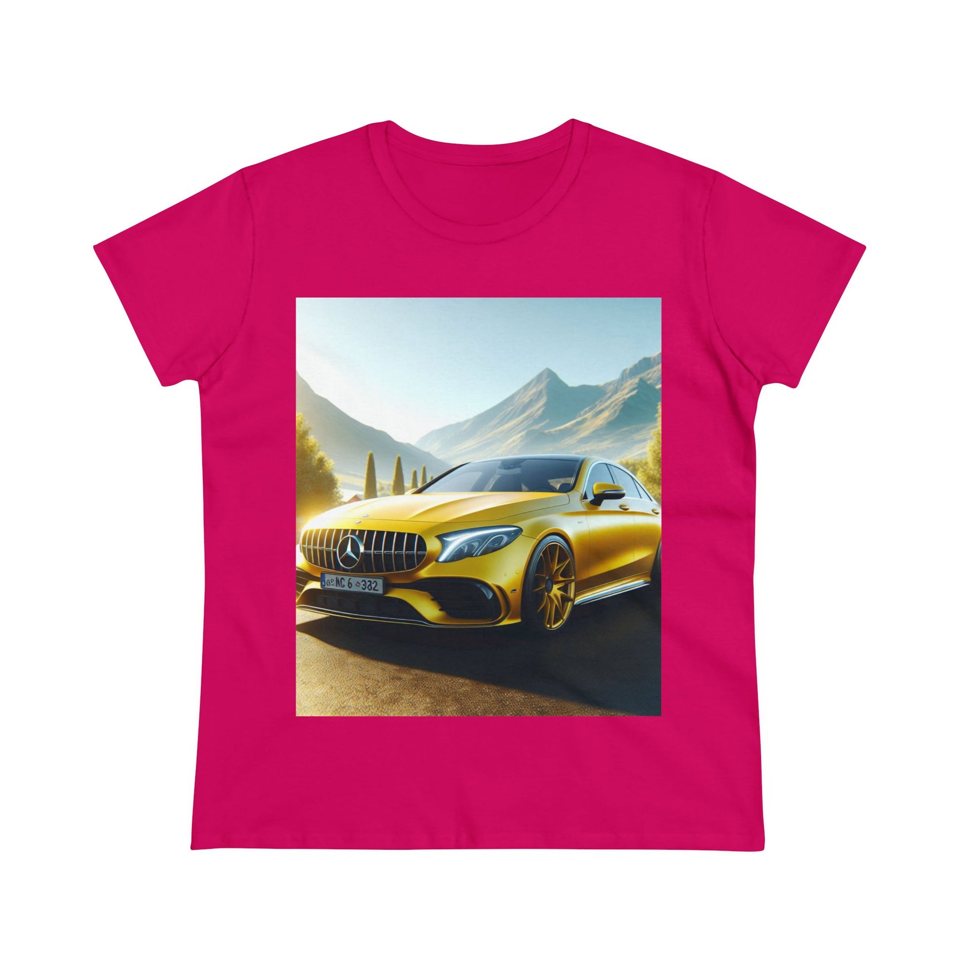 Yellow Mercedes T-Shirt T-Shirt Printify Heliconia S 