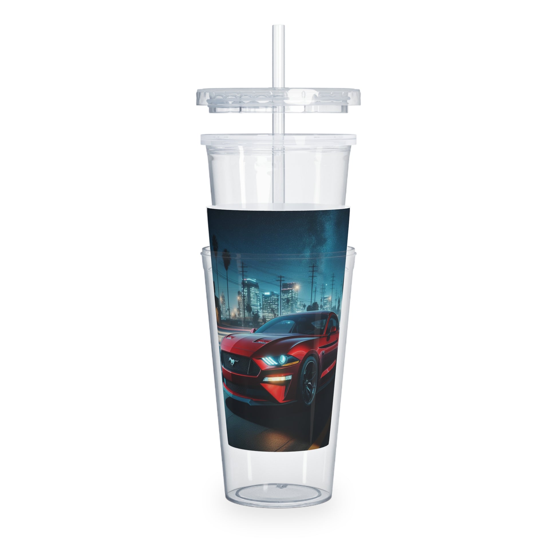 Red Mustang Tumbler with Straw Mug Printify   