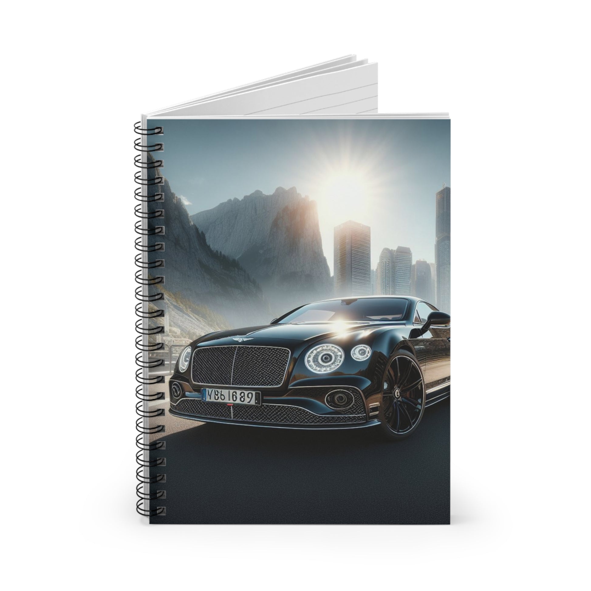 Black Bentley Spiral Notebook Paper products Printify   