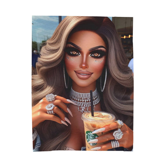 Coffee Beauty Plush Blanket All Over Prints Printify 60" × 80"  