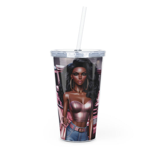 Pink Luxury Tumbler with Straw Mug Printify 20oz Transparent 