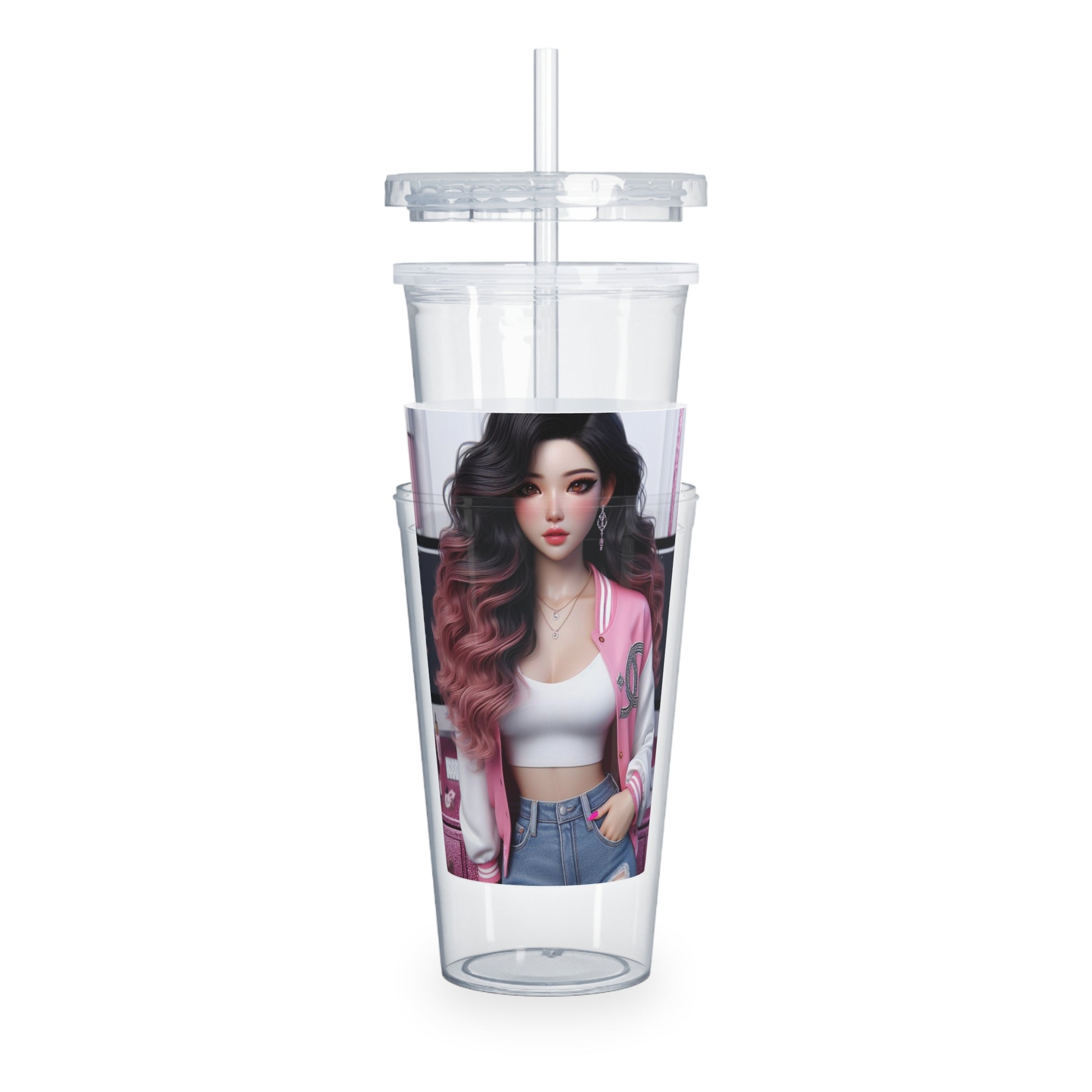 Pink Everything Tumbler with Straw Mug Printify   