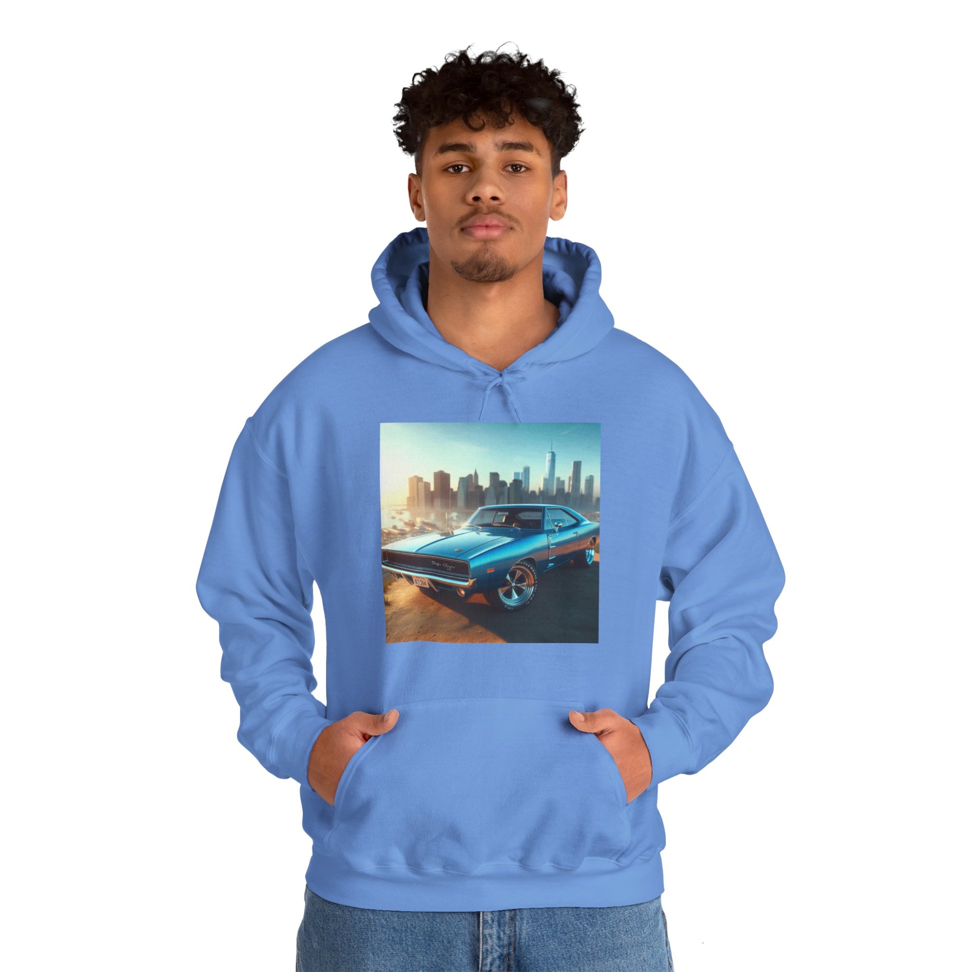 1970 Blue Dodge Charger Hoodie Hoodie Printify   