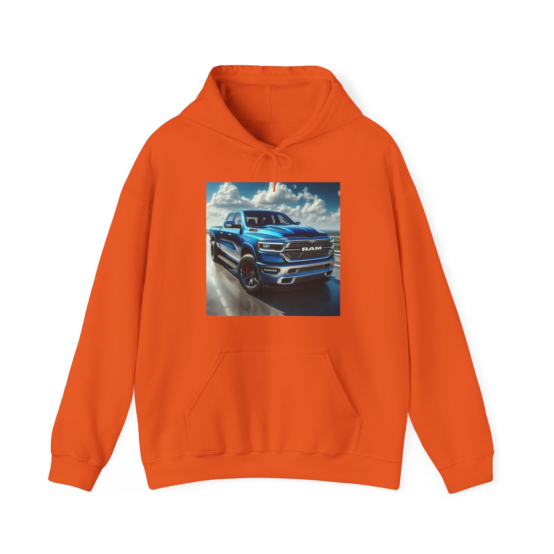 Blue Dodge Ram Hoodie Hoodie Printify Orange S 