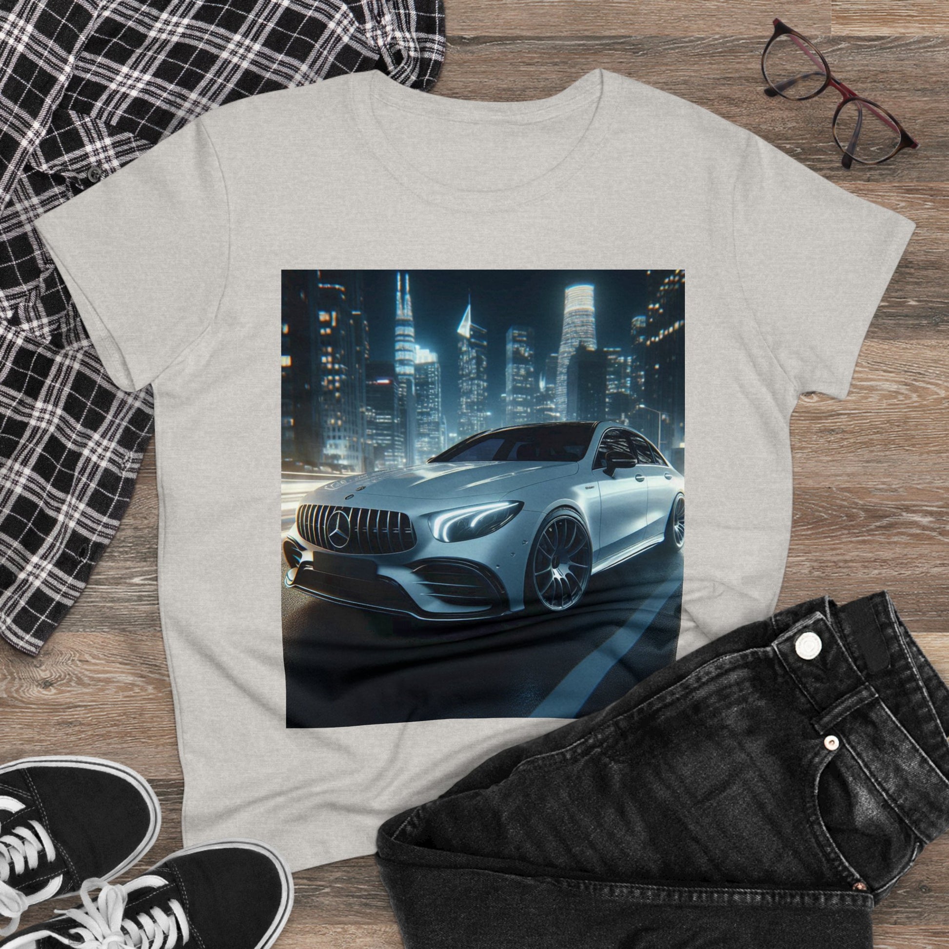 White Mercedes T-Shirt T-Shirt Printify   