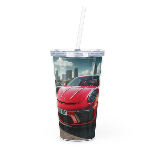 Red Porsche Tumbler with Straw Mug Printify 20oz Transparent 