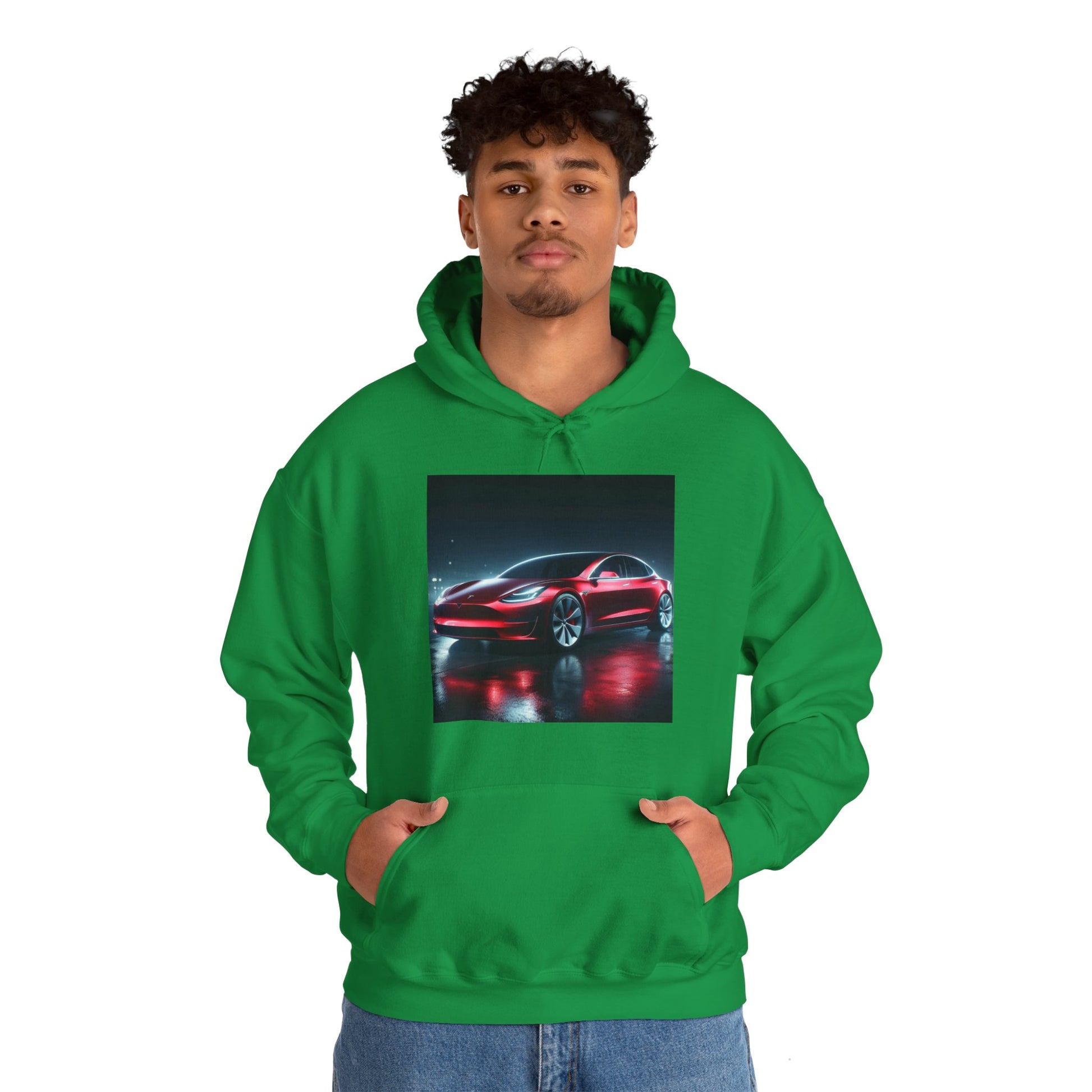 Red Tesla Hoodie Hoodie Printify   